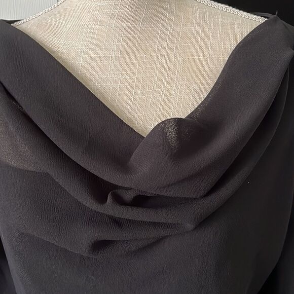 Jeffrey & Sara Evening By Tom Barra 2-Pc Black Sheer Wide Leg Skirt /Top Overlay - Picture 5 of 13